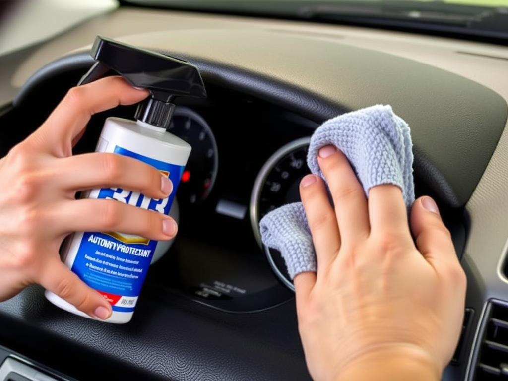 303 Automotive Protectant being applied to a car dashboard with a microfiber cloth 303 Automotive Protectant being applied to a car dashboard with a microfiber cloth