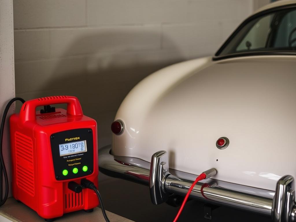 Battery Tender Plus connected to a stored vehicle Battery Tender Plus connected to a stored vehicle