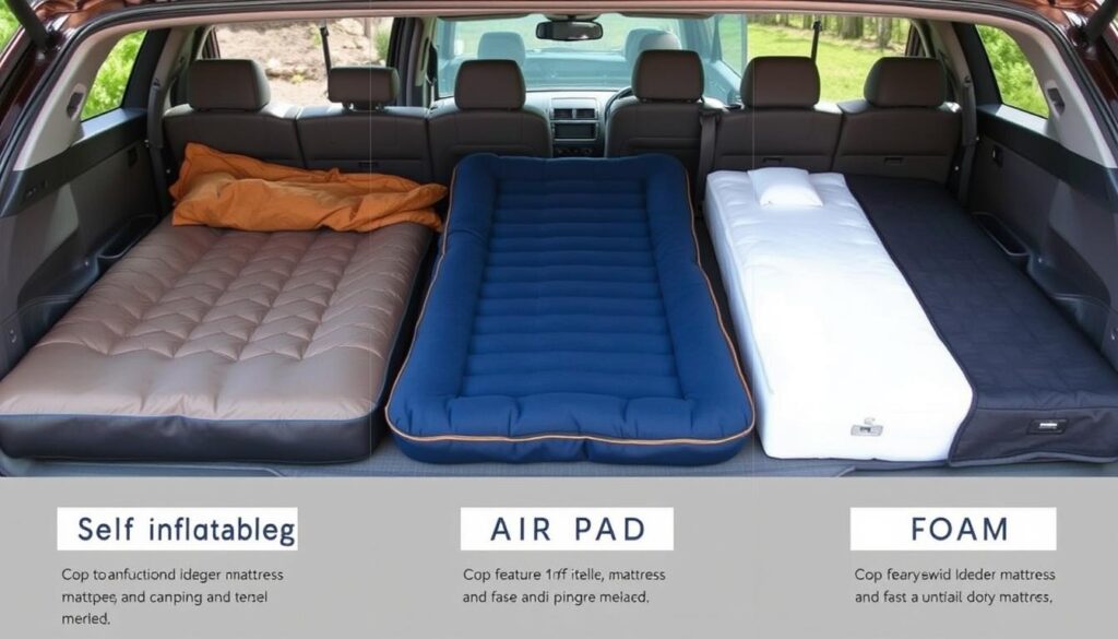 Car camping mattress buying guide showing different types and features Car camping mattress buying guide showing different types and features