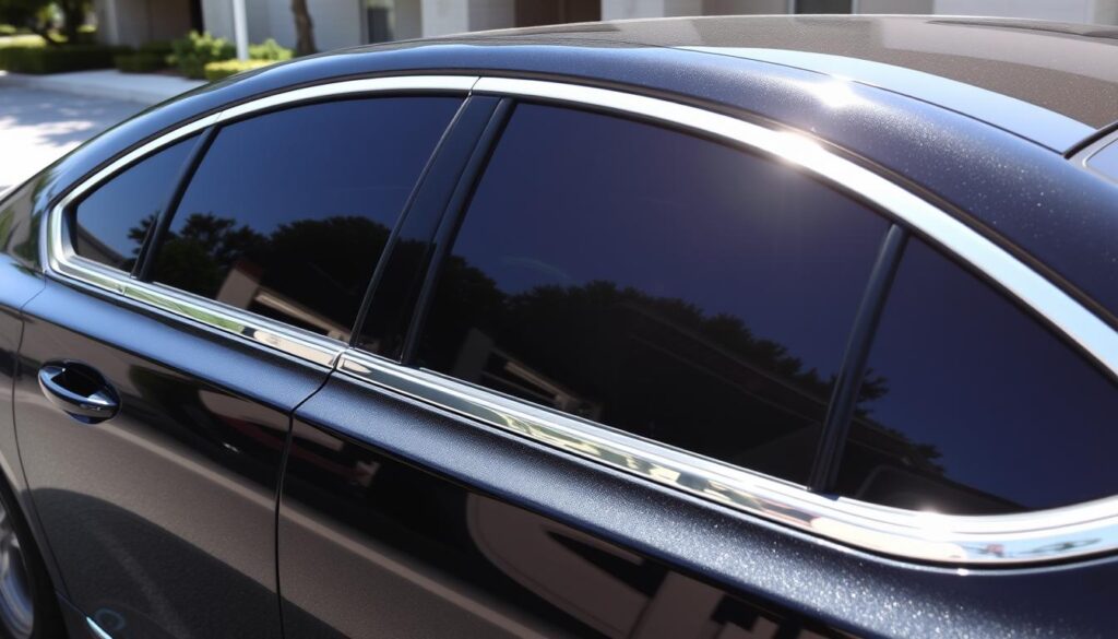 Car with professionally installed window tint showing heat rejection and UV protection benefits Car with professionally installed window tint showing heat rejection and UV protection benefits