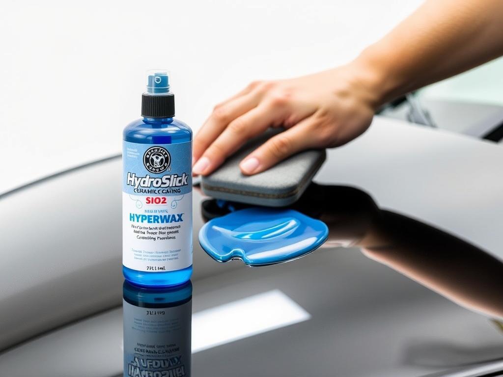 Chemical Guys HydroSlick SiO2 Ceramic Coating HyperWax bottle and application Chemical Guys HydroSlick SiO2 Ceramic Coating HyperWax bottle and application