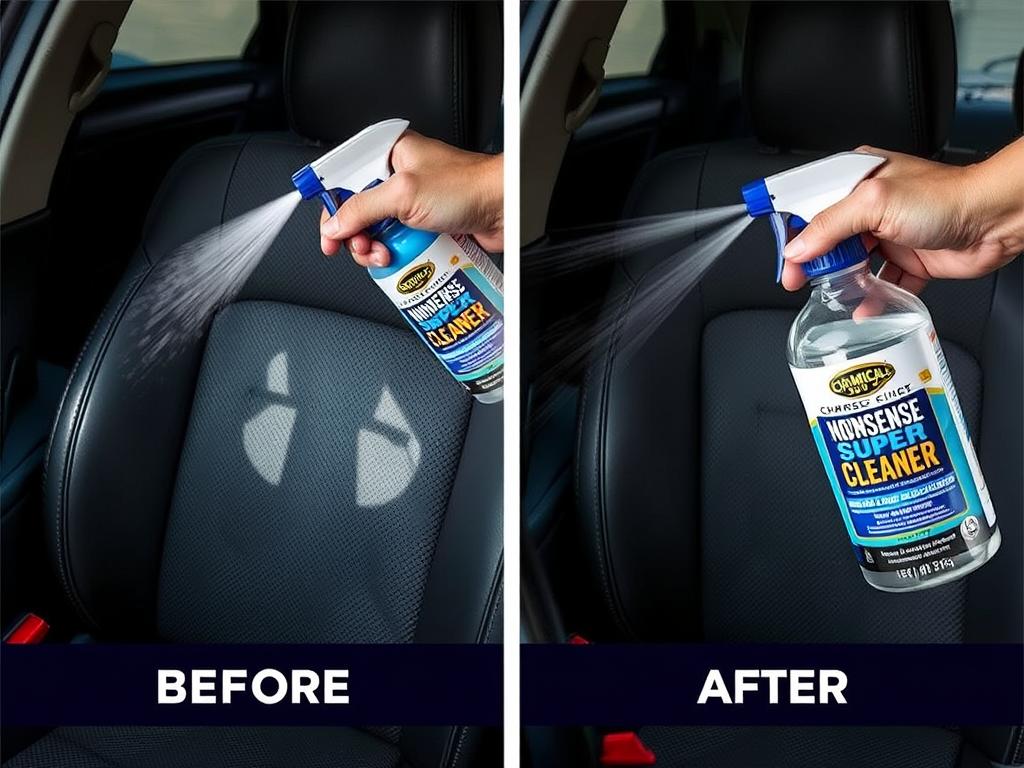 Chemical Guys Nonsense Cleaner being applied to car upholstery