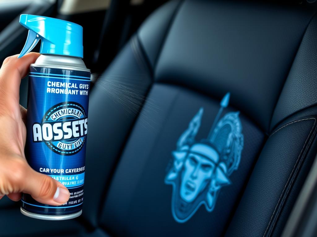 Chemical Guys Nonsense being applied to car upholstery Chemical Guys Nonsense being applied to car upholstery