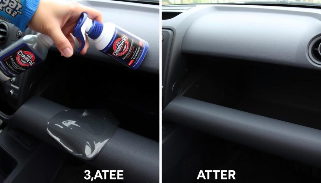 Chemical Guys Total Interior Cleaner being used on car dashboard