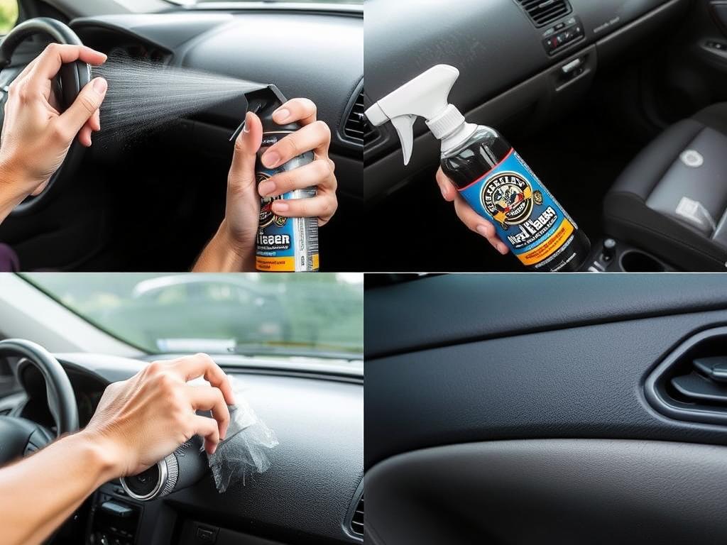 Chemical Guys Total Interior Cleaner being used on car interior surfaces Chemical Guys Total Interior Cleaner being used on car interior surfaces