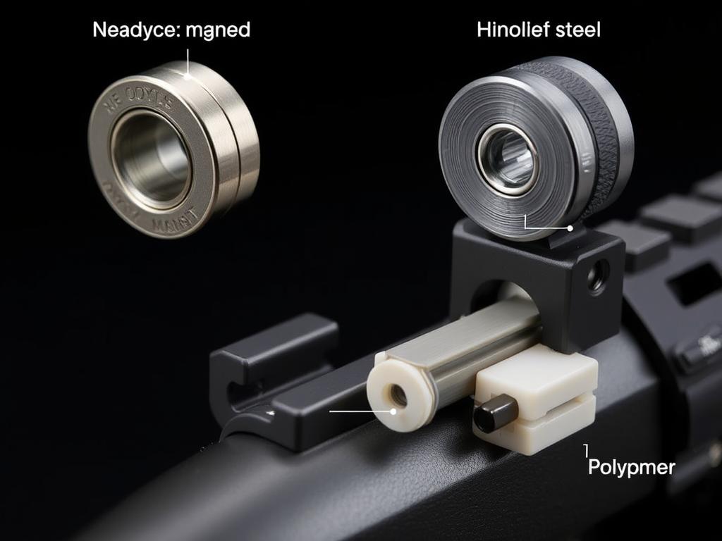 Close-up of different gun mount materials and construction Close-up of different gun mount materials and construction