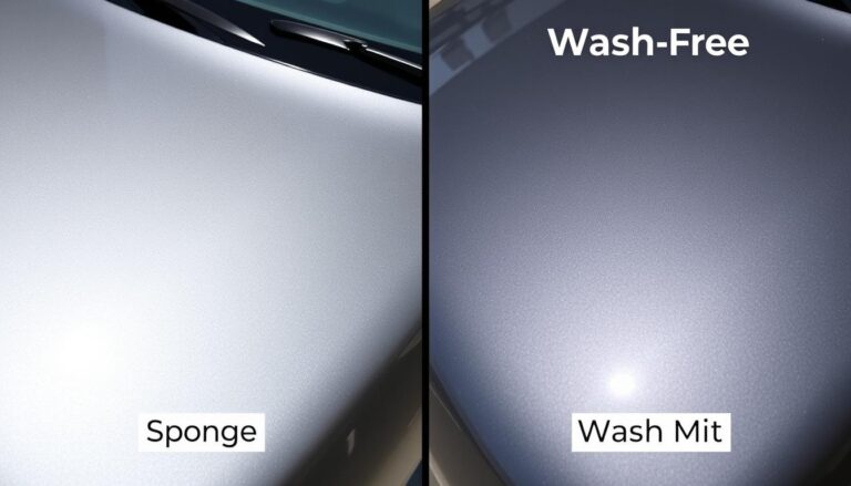 Comparison of swirl marks caused by sponge vs clean finish from car wash mitt