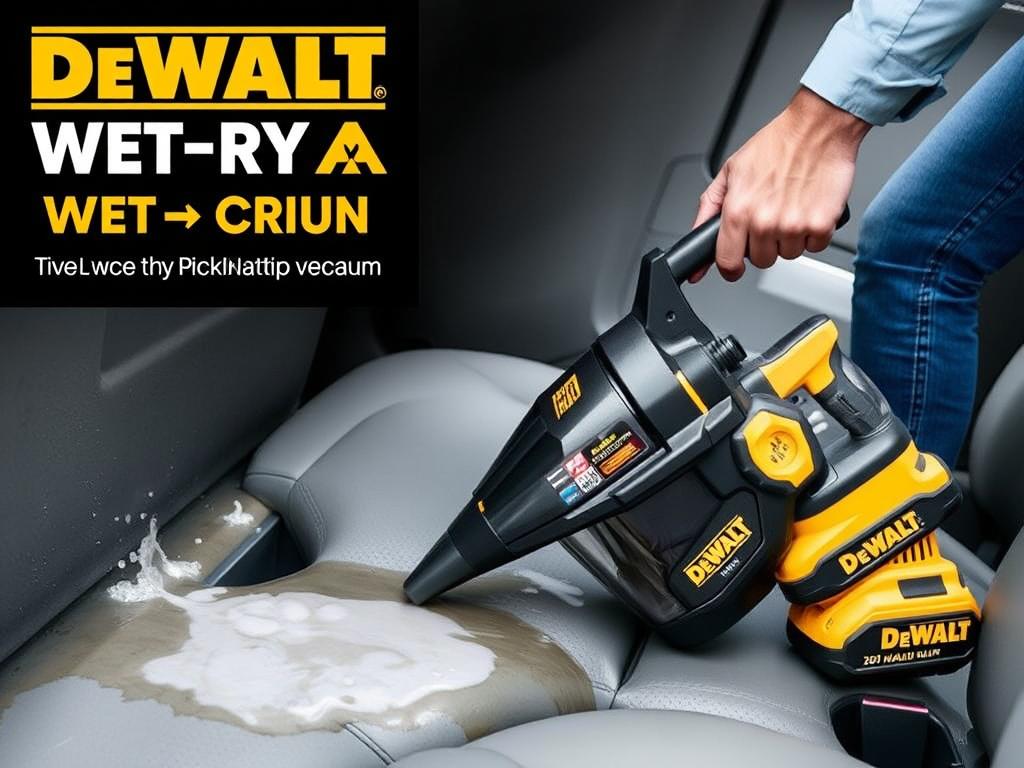 DeWalt 20V MAX Wet/Dry Vacuum cleaning liquid spill in car