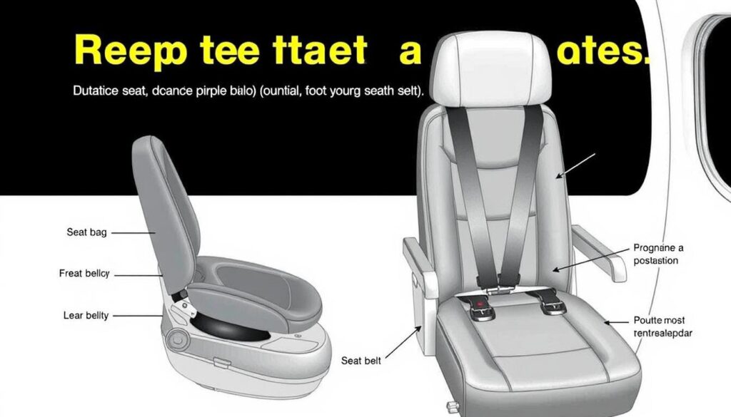 Diagram showing proper car seat installation on airplane seat Diagram showing proper car seat installation on airplane seat