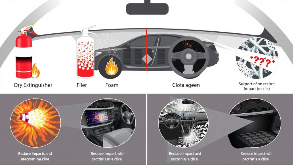 Different fire extinguisher agents and their effects on car components