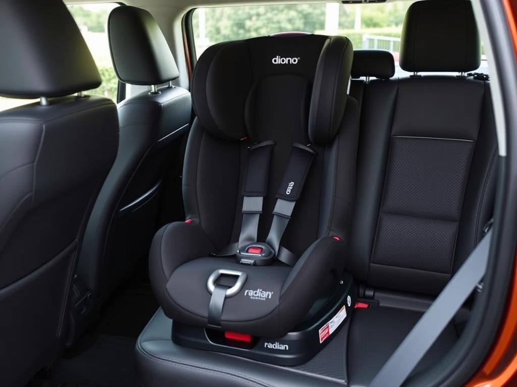 Diono Radian 3RXT slim profile car seat showing narrow design