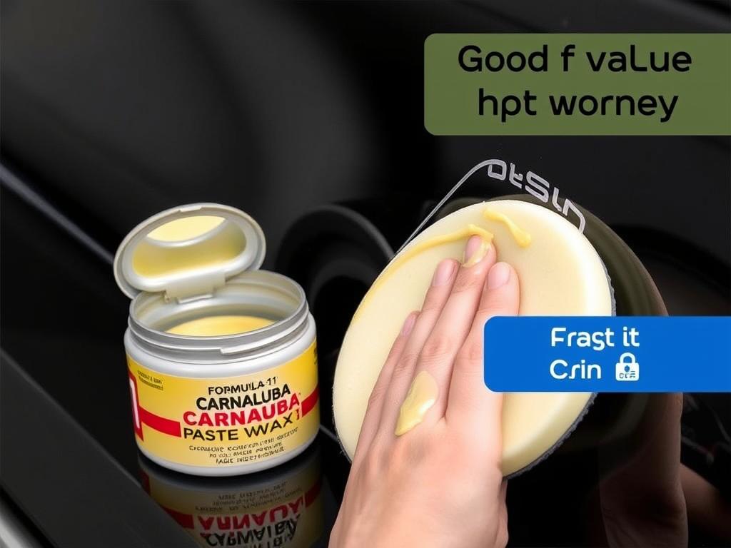Formula 1 Carnauba Paste Wax container and application Formula 1 Carnauba Paste Wax container and application