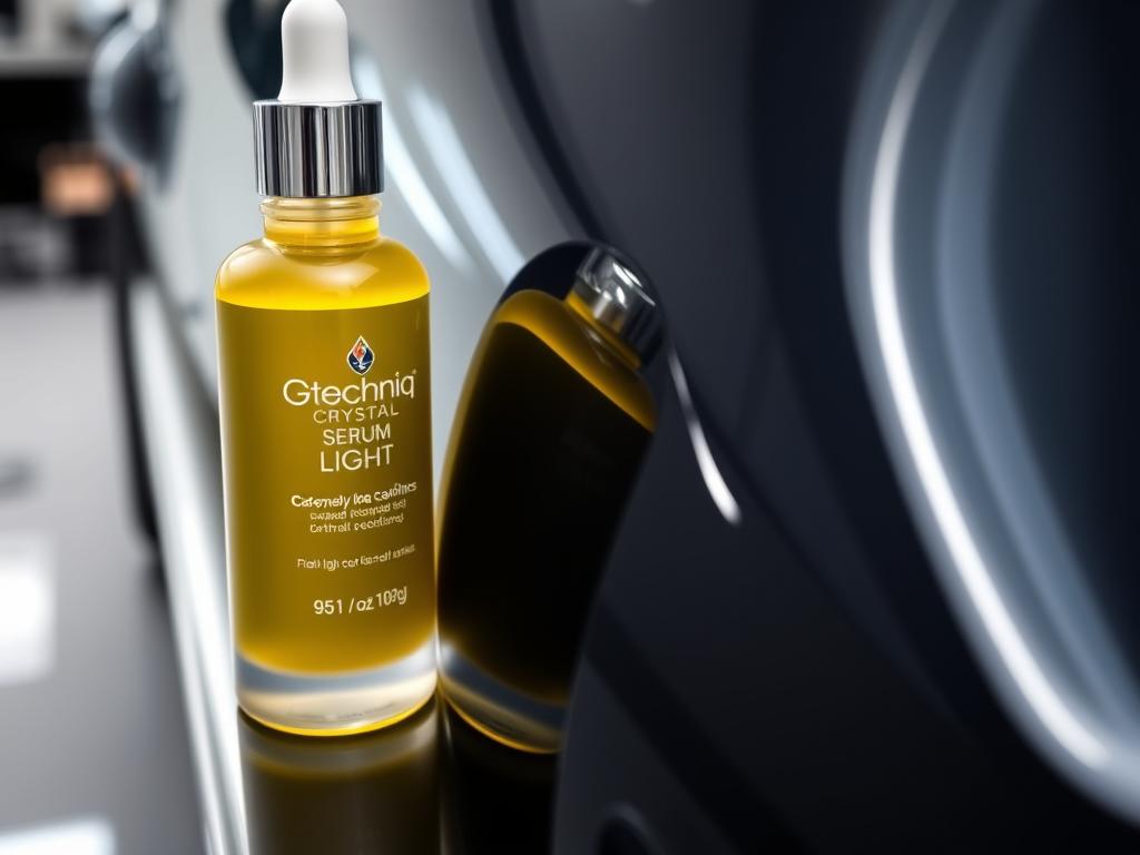 Gtechniq Crystal Serum Light ceramic coating showing high-gloss finish Gtechniq Crystal Serum Light ceramic coating showing high-gloss finish
