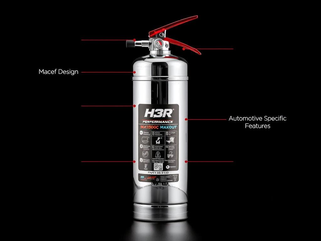 H3R Performance MX100C MaxOut fire extinguisher for car with chrome finish