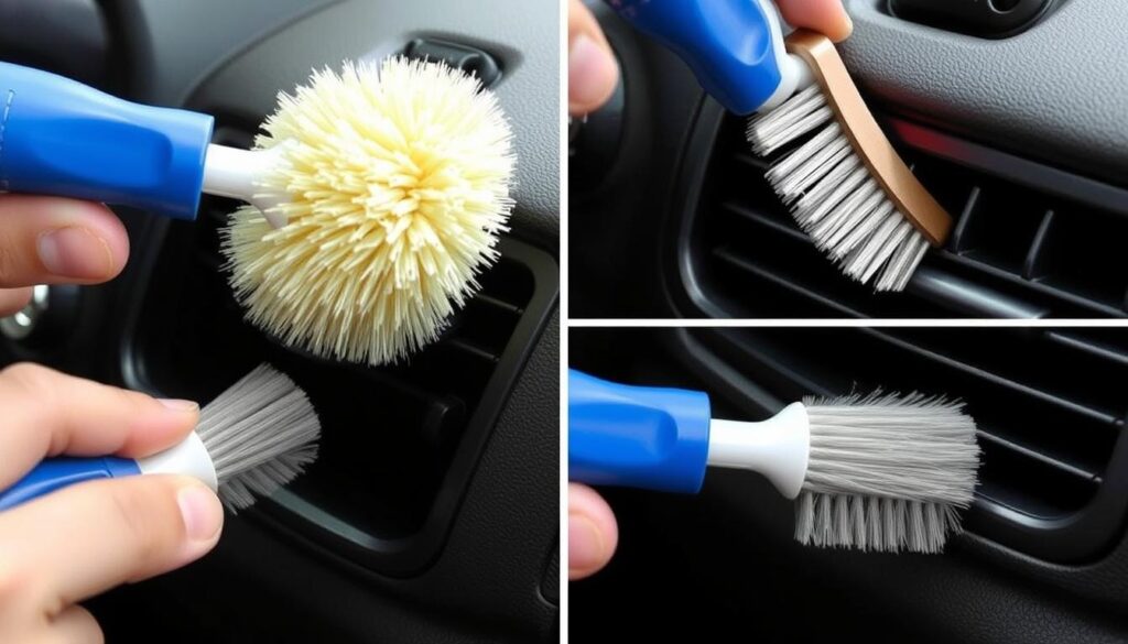 HMPLL Car Detailing Brushes Kit being used on car interior