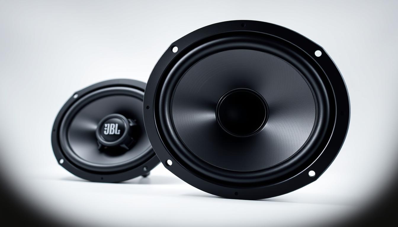 JBL Club 9632 car speakers with visible woofer cone and tweeter for superior bass and sound quality