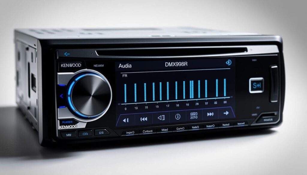 Kenwood Excelon DMX958XR car stereo with HD display showing advanced audio settings Kenwood Excelon DMX958XR car stereo with HD display showing advanced audio settings