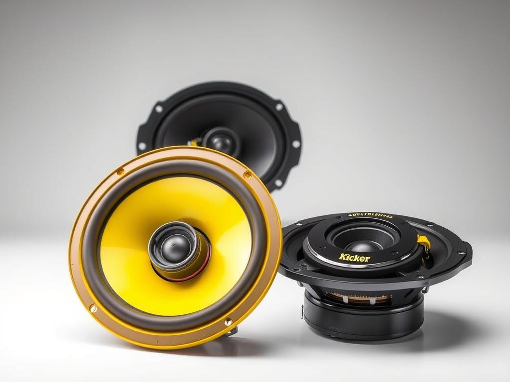 Kicker CS Series coaxial speakers showing distinctive design - best car audio brands Kicker CS Series coaxial speakers showing distinctive design - best car audio brands