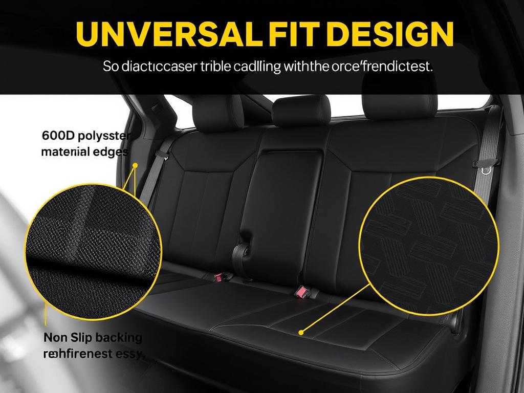 Lusso Gear car seat protector showing universal fit and non-slip backing Lusso Gear car seat protector showing universal fit and non-slip backing