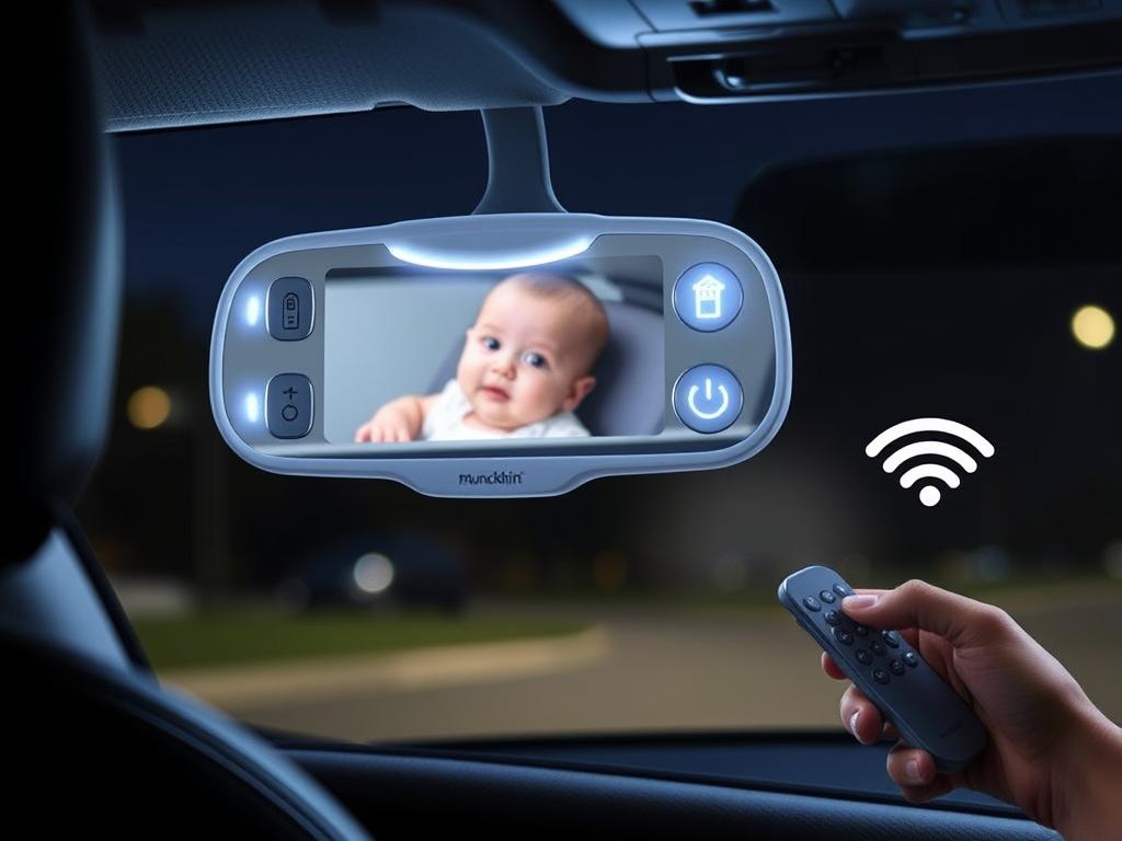 Munchkin Brica Night Light Baby Car Mirror with LED illumination feature