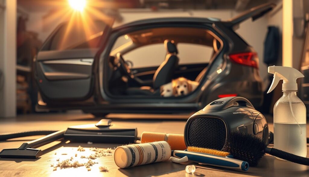 Prepping the car for the best way to get dog hair out of car
