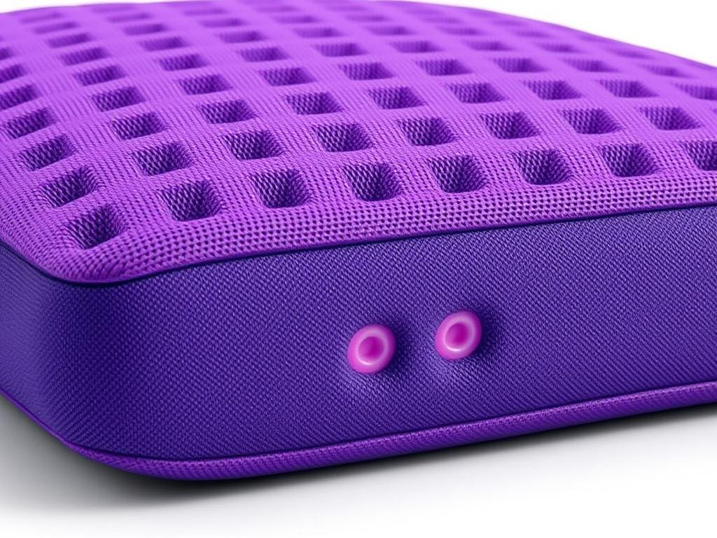 Purple Back Cushion showing grid design Purple Back Cushion showing grid design