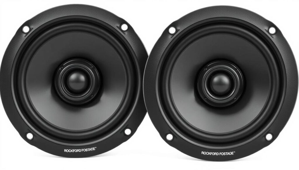 Rockford Fosgate R165X3 three-way car speakers with polypropylene cones for enhanced bass response Rockford Fosgate R165X3 three-way car speakers with polypropylene cones for enhanced bass response
