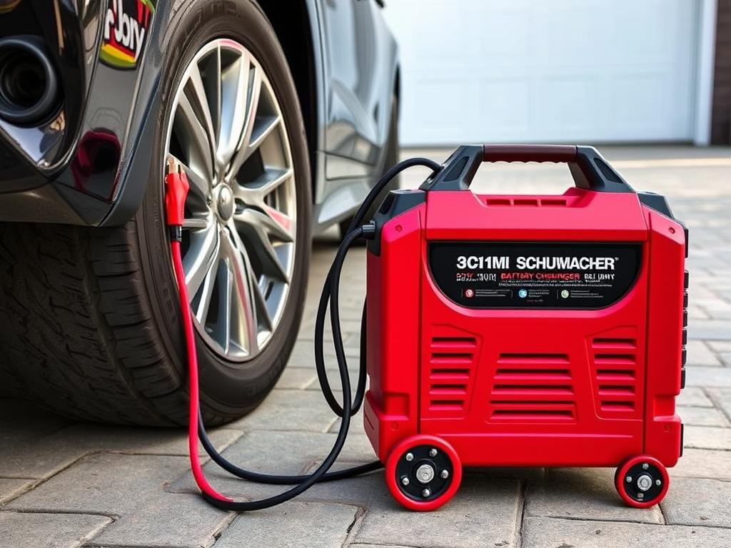 Schumacher SC1281 jump starting a vehicle Schumacher SC1281 jump starting a vehicle