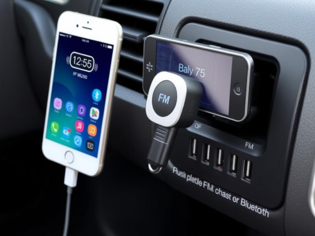 Syncwire FM Transmitter Bluetooth car adapter with phone connected