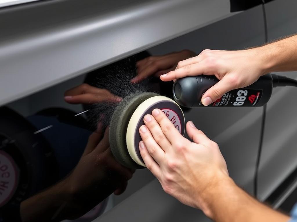 3D Speed All-In-One Polish & Wax being applied to remove scratches and protect