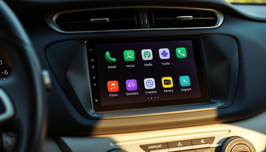 ATOTO F7 double din car stereo showing Android-based interface ATOTO F7 double din car stereo showing Android-based interface