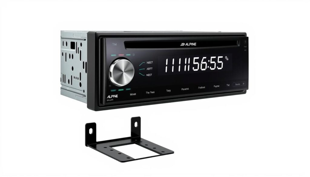 Alpine iLX-W650 double din car stereo showing shallow mounting depth design Alpine iLX-W650 double din car stereo showing shallow mounting depth design