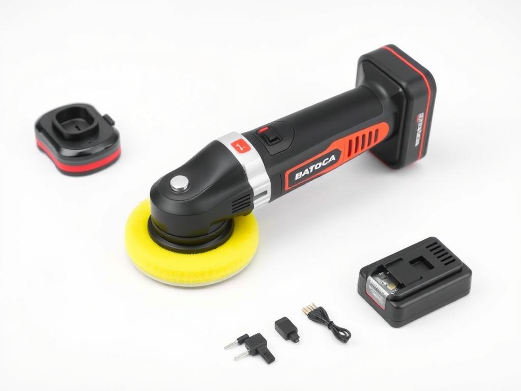 Batoca Cordless Car Buffer Polisher with battery and accessories