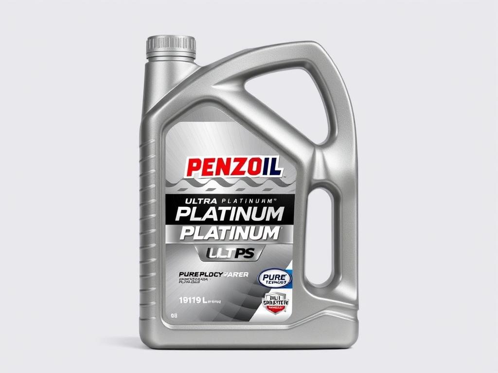 Bottle of Pennzoil Ultra Platinum Full Synthetic motor oil with PurePlus Technology label Bottle of Pennzoil Ultra Platinum Full Synthetic motor oil with PurePlus Technology label