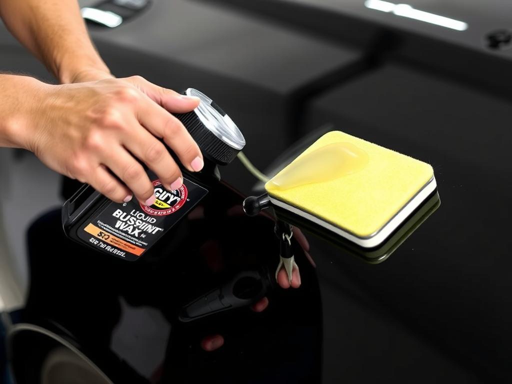 CAR GUYS Liquid Wax being applied to a black car