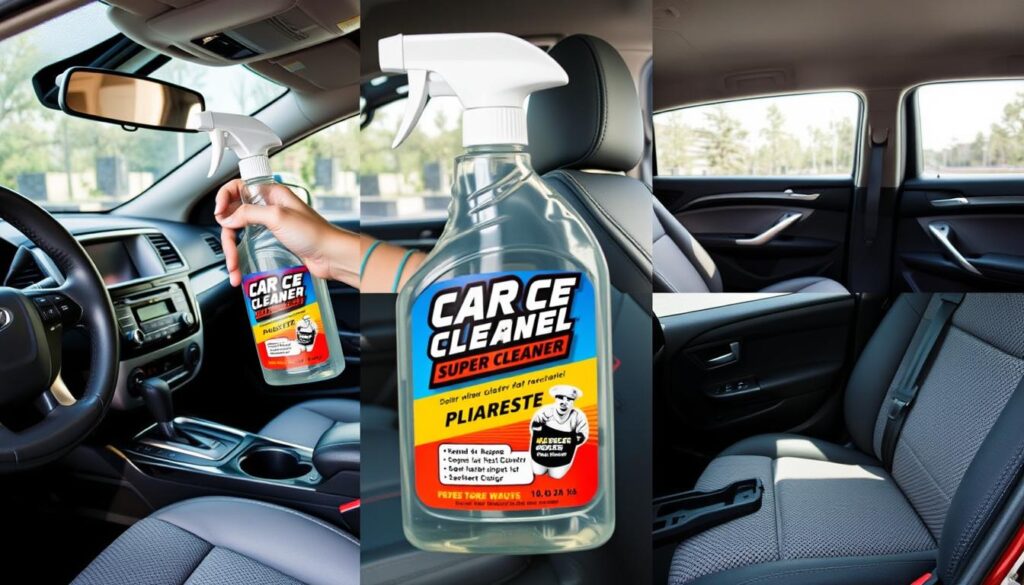 CAR GUYS Super Cleaner being used on multiple car interior surfaces CAR GUYS Super Cleaner being used on multiple car interior surfaces