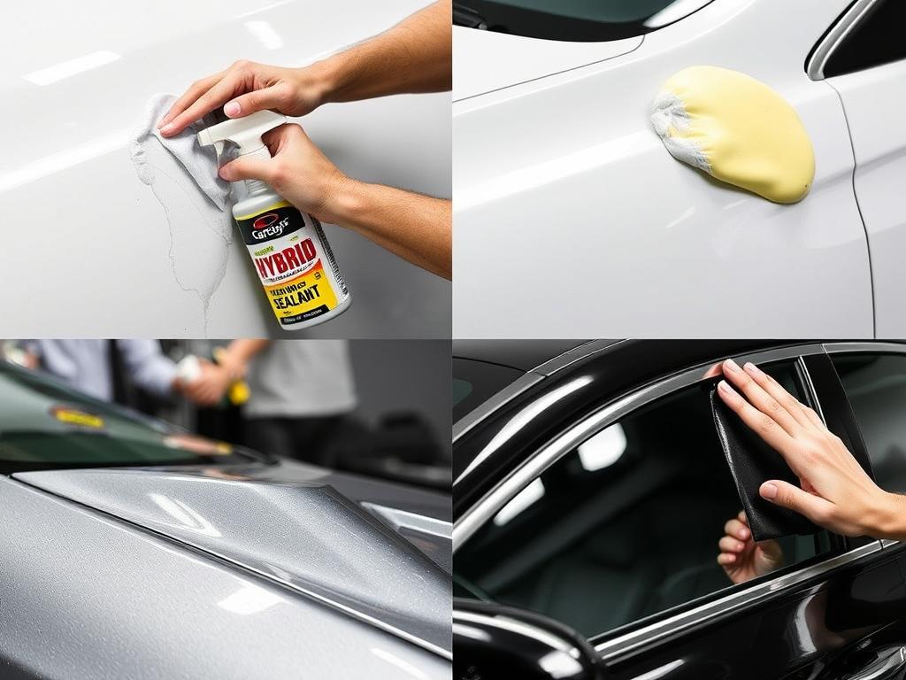 CarGuys Hybrid Wax Sealant being used on multiple car surfaces - best wax for new car