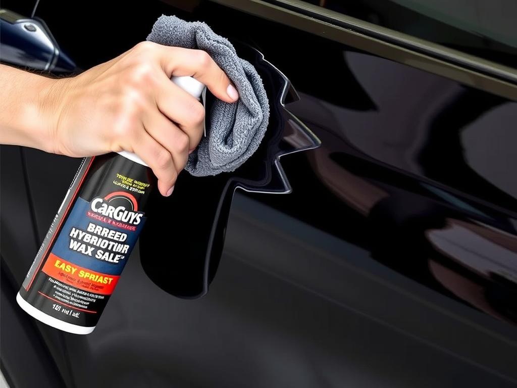 CarGuys Hybrid Wax spray bottle with application demonstration