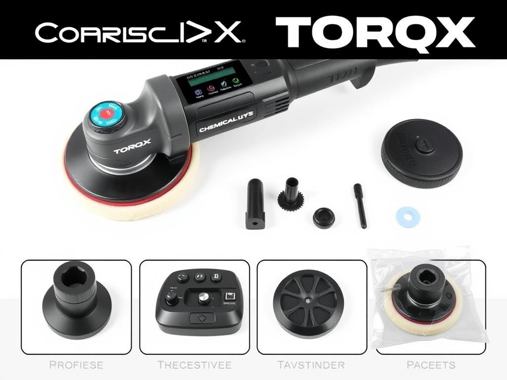 Chemical Guys TORQX Random Orbital Polisher with accessories