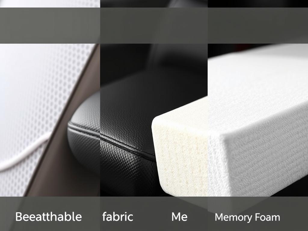 Close-up of different car seat massager materials