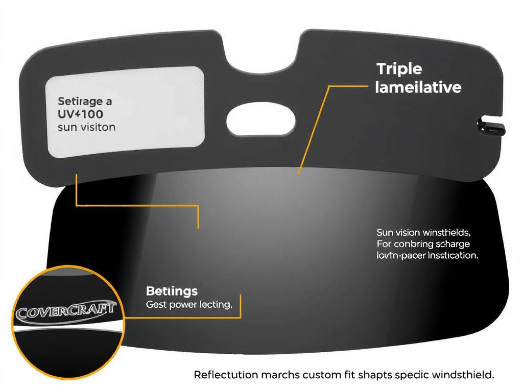 Covercraft UVS100 sun visor showing triple-laminate construction