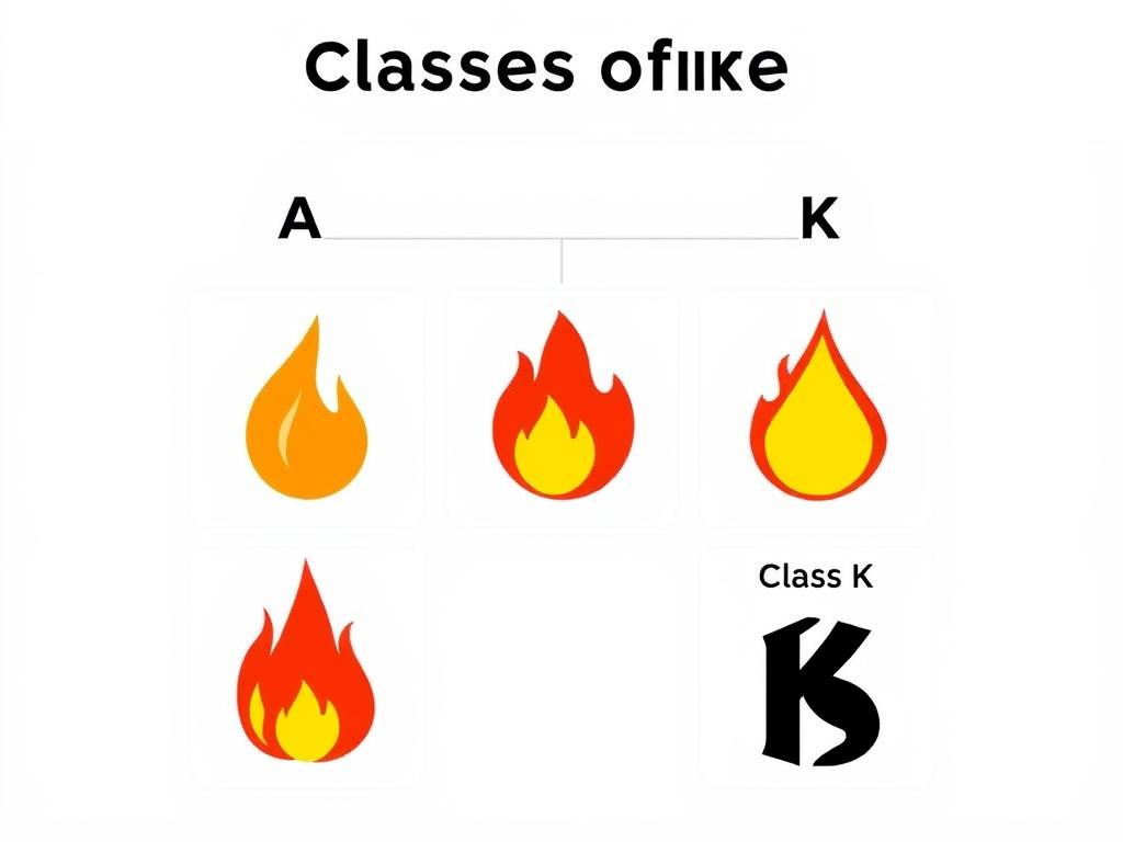 Diagram showing different classes of fires that can occur in vehicles Diagram showing different classes of fires that can occur in vehicles