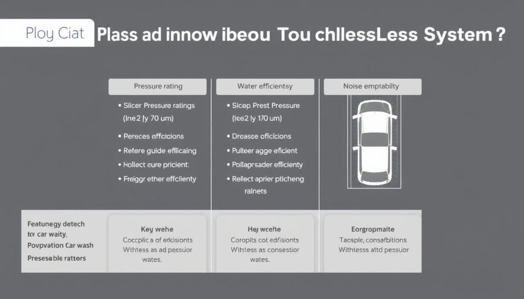 Diagram showing key features to consider when choosing a touchless car wash system