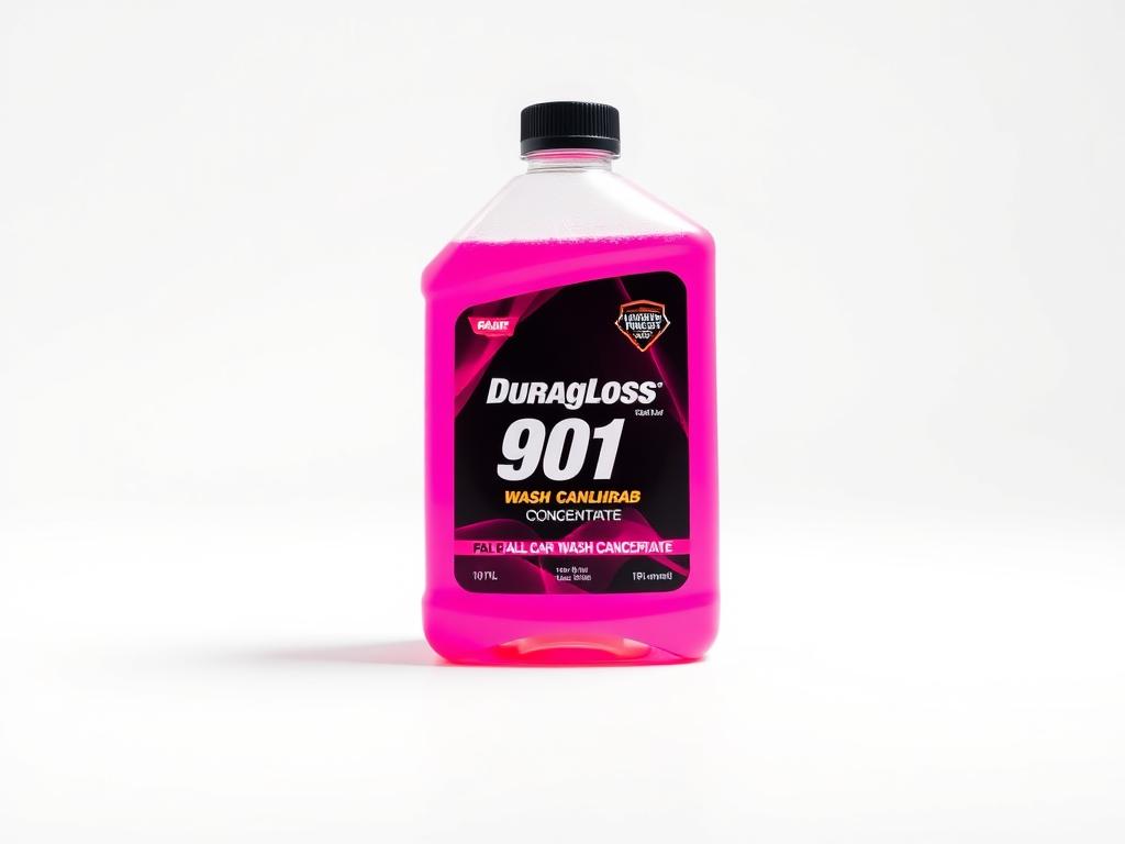 Duragloss 901 Car Wash Concentrate bottle with pink liquid