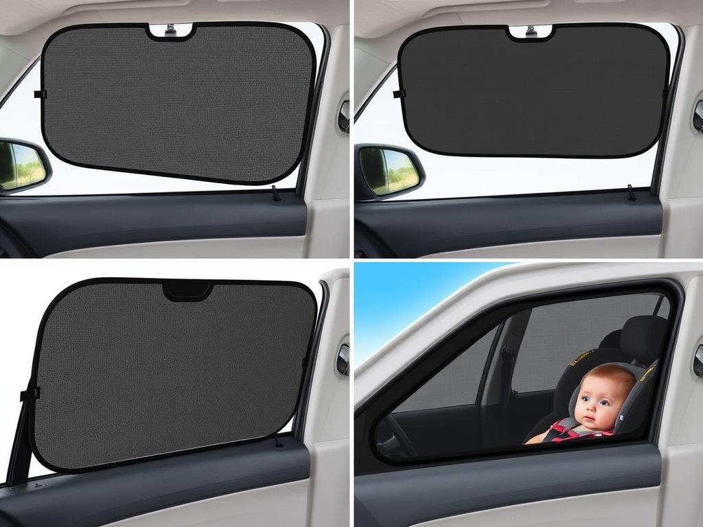 Enovoe Car Window Shade 4-Pack showing multiple shades installed on car windows