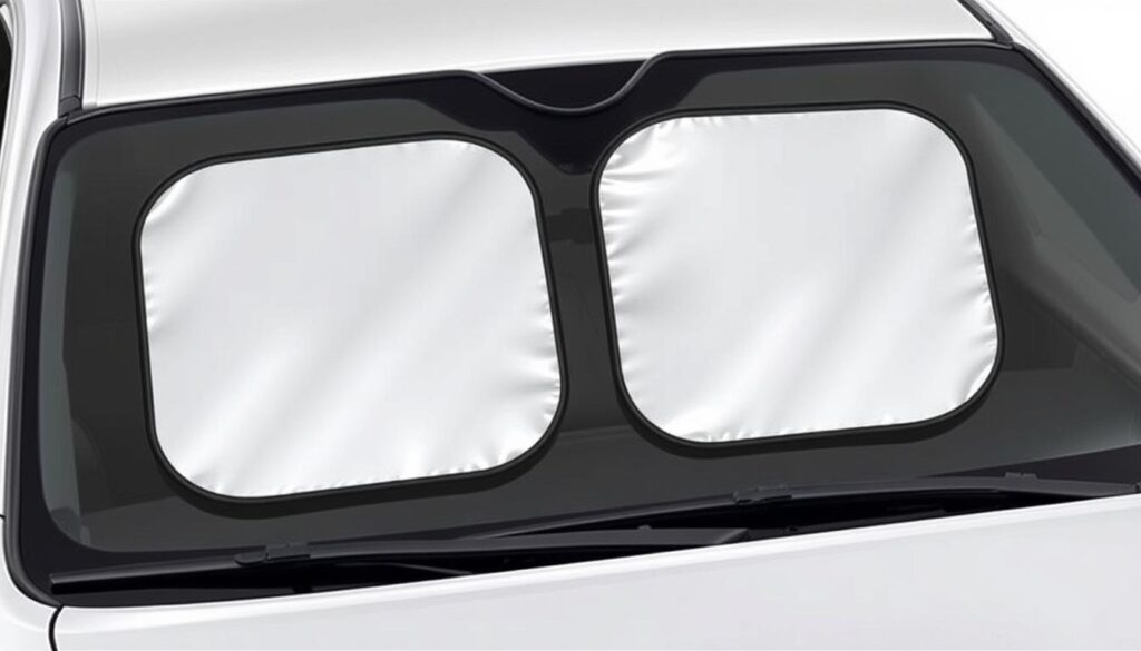 EzyShade 2-Piece Sunshade showing adjustable positioning EzyShade 2-Piece Sunshade showing adjustable positioning