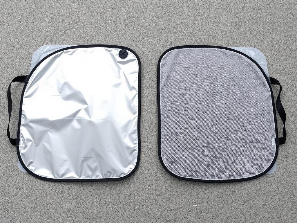 EzyShade Windshield Sun Shade showing two-piece design