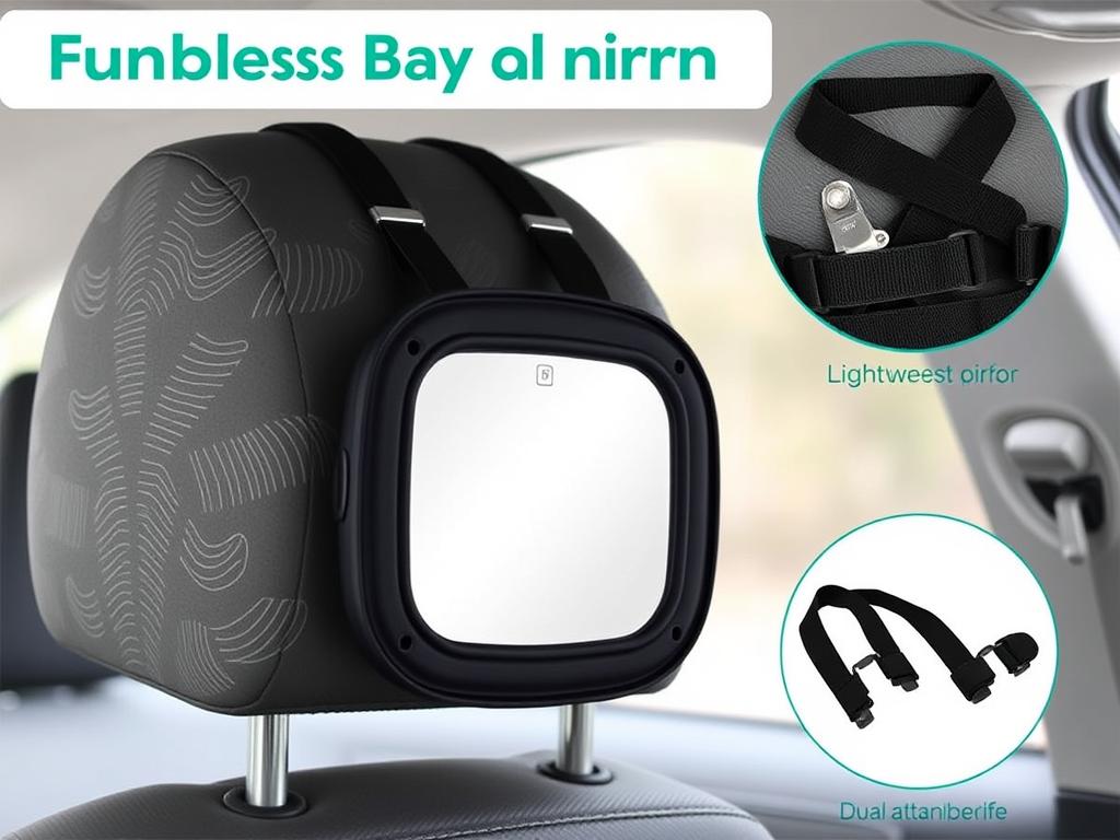 Funbliss Baby Car Mirror showing compact design and clear reflection