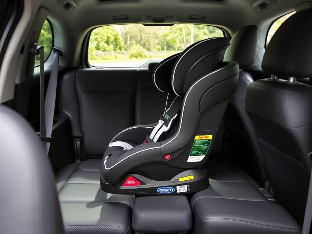 Graco SlimFit3 LX 3-in-1 Car Seat installed in a compact car showing its slim profile and space-saving design