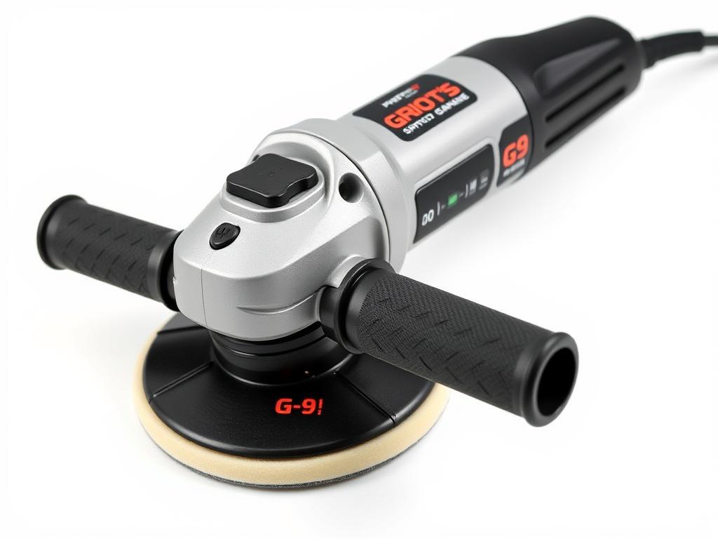 Griot's Garage G9 Random Orbital Polisher with close-up of features